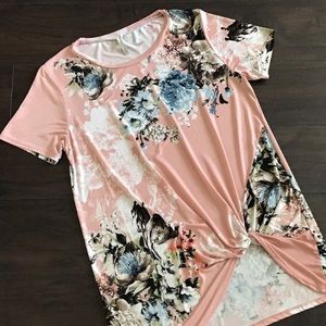 Pink blush knotted tunic top